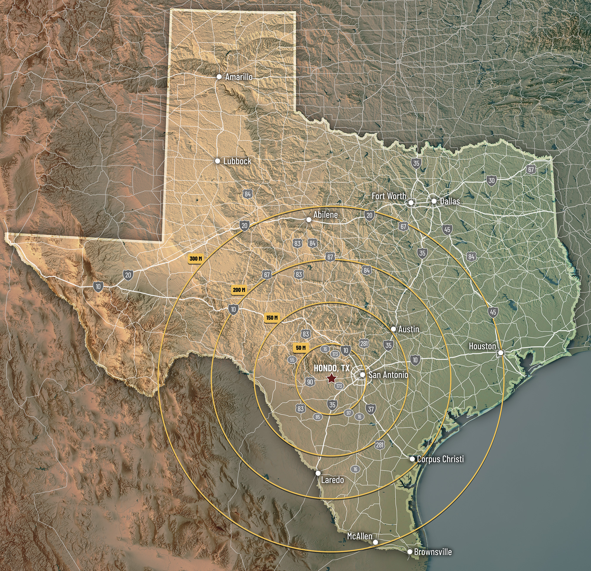 Map of Hondo Texas location