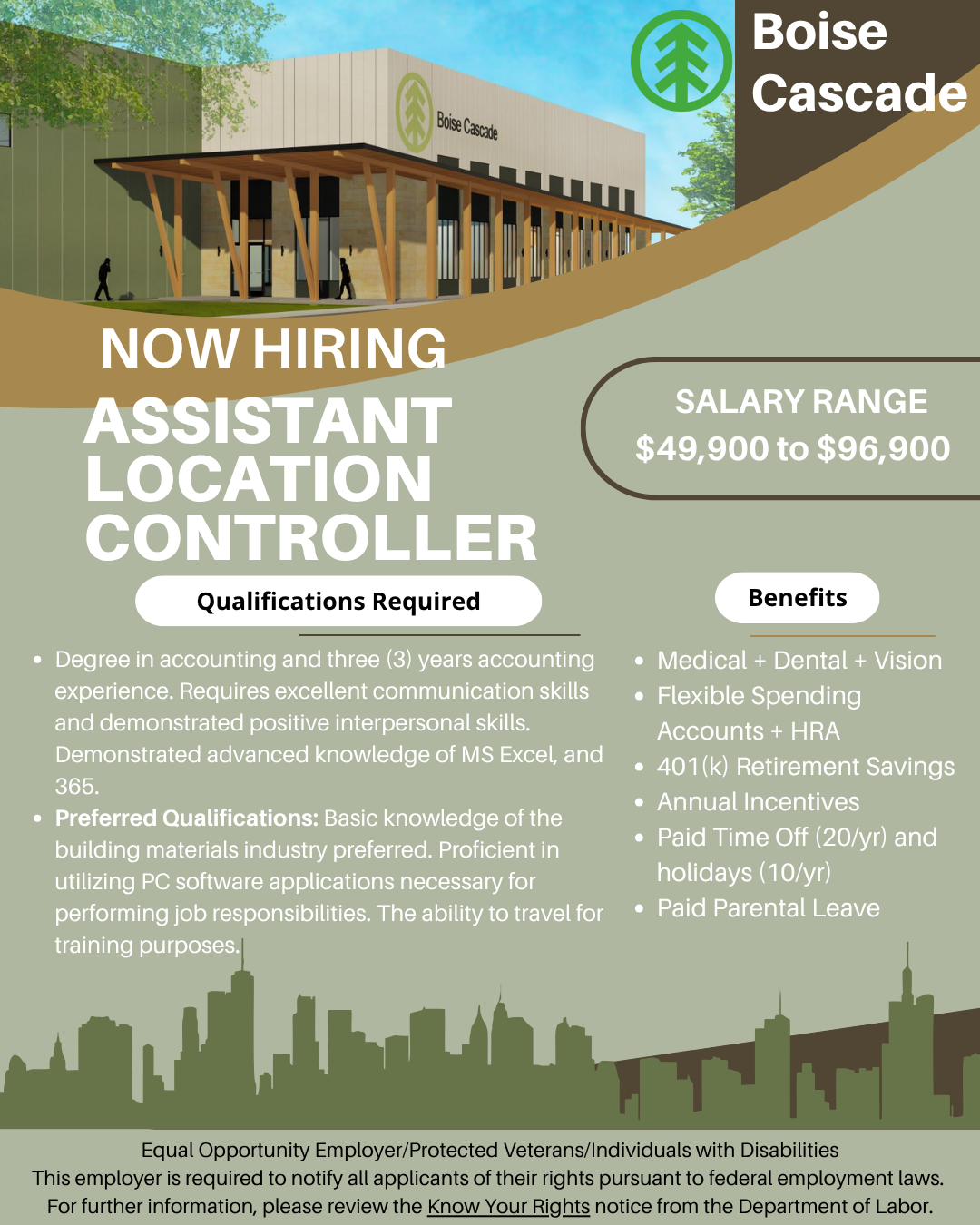 Boise Cascade- Assistant Location Controller job flyer
